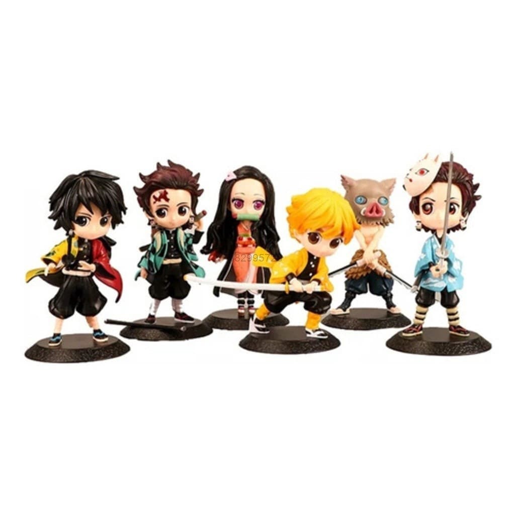 kit com 6 Bonecos Demon slayer Brinquedo Nezuko E Do Tanjiro