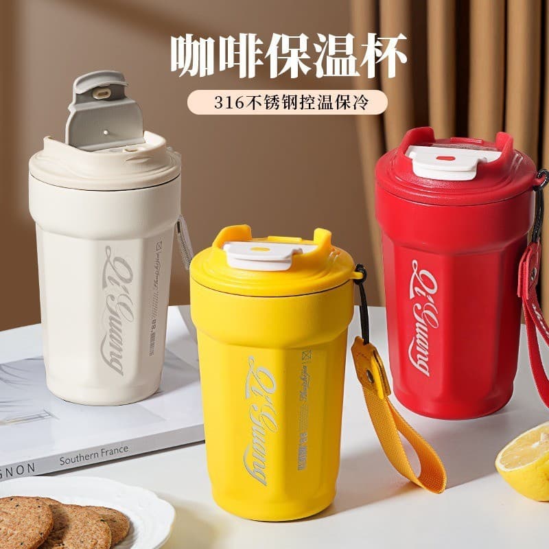 Copo térmico de alto valor para escritório em aço inoxidável, copo de acompanhamento com cordão, copo de café inteligent