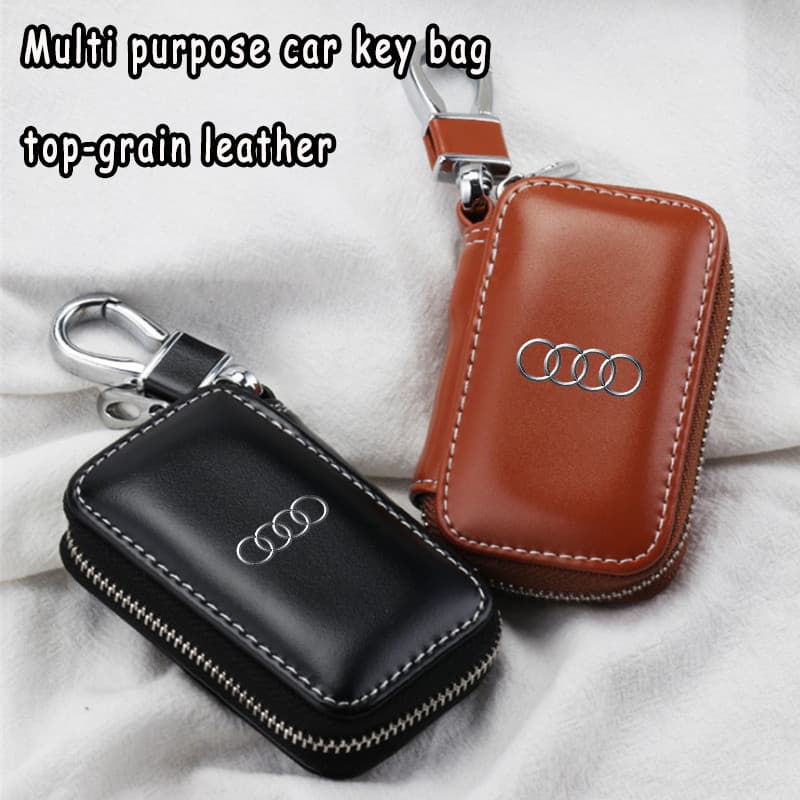 Audi Logotipo Do Carro Chave Caso Titular Carteiras Capa De Couro Chaves Organizador Saco Com Zíper , Para A3 8l 8Y Q3 A