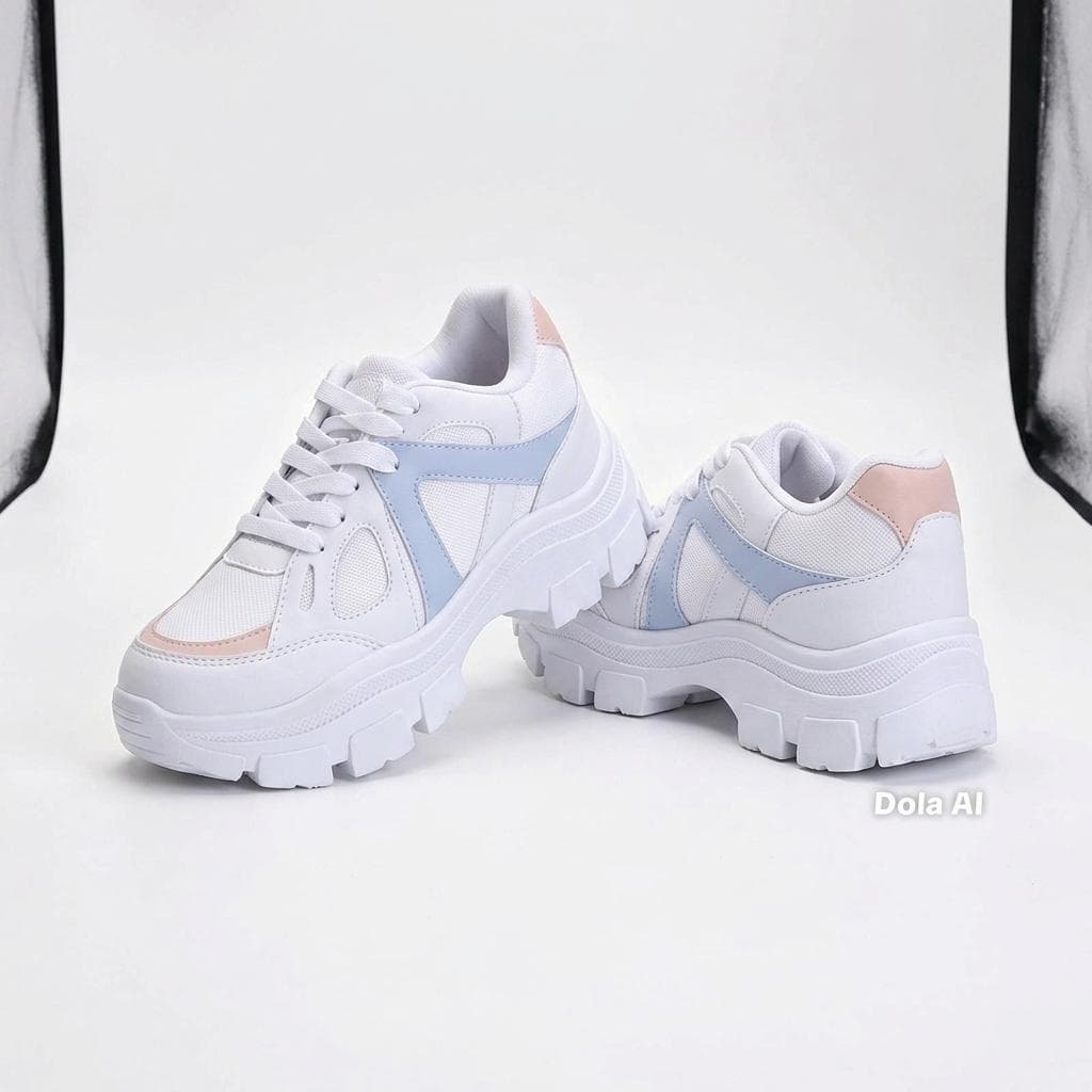 Tenis Feminino Chunky Branco Lançamento Plataforma Sola ALta Confortável Macio