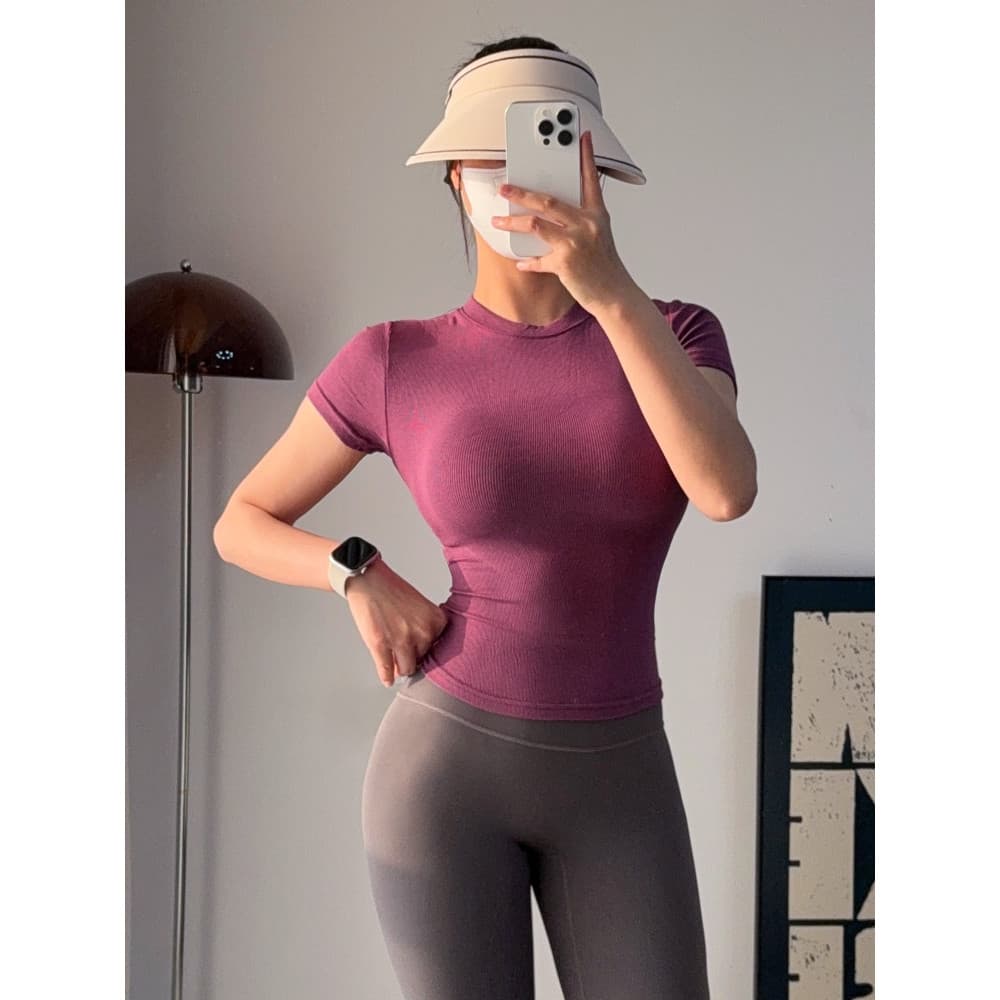 Oxigênio menina esportes de manga curta feminino Kardashan camiseta Fitness Yoga roupas com rosca primavera verão fino-a