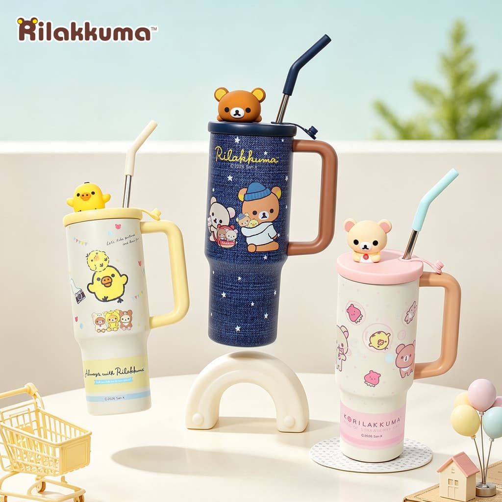 Easy Bear 970ml Copo de palha para estudantes Trabalhador de escritório Copo mestre de gelo para carro Boca larga com al