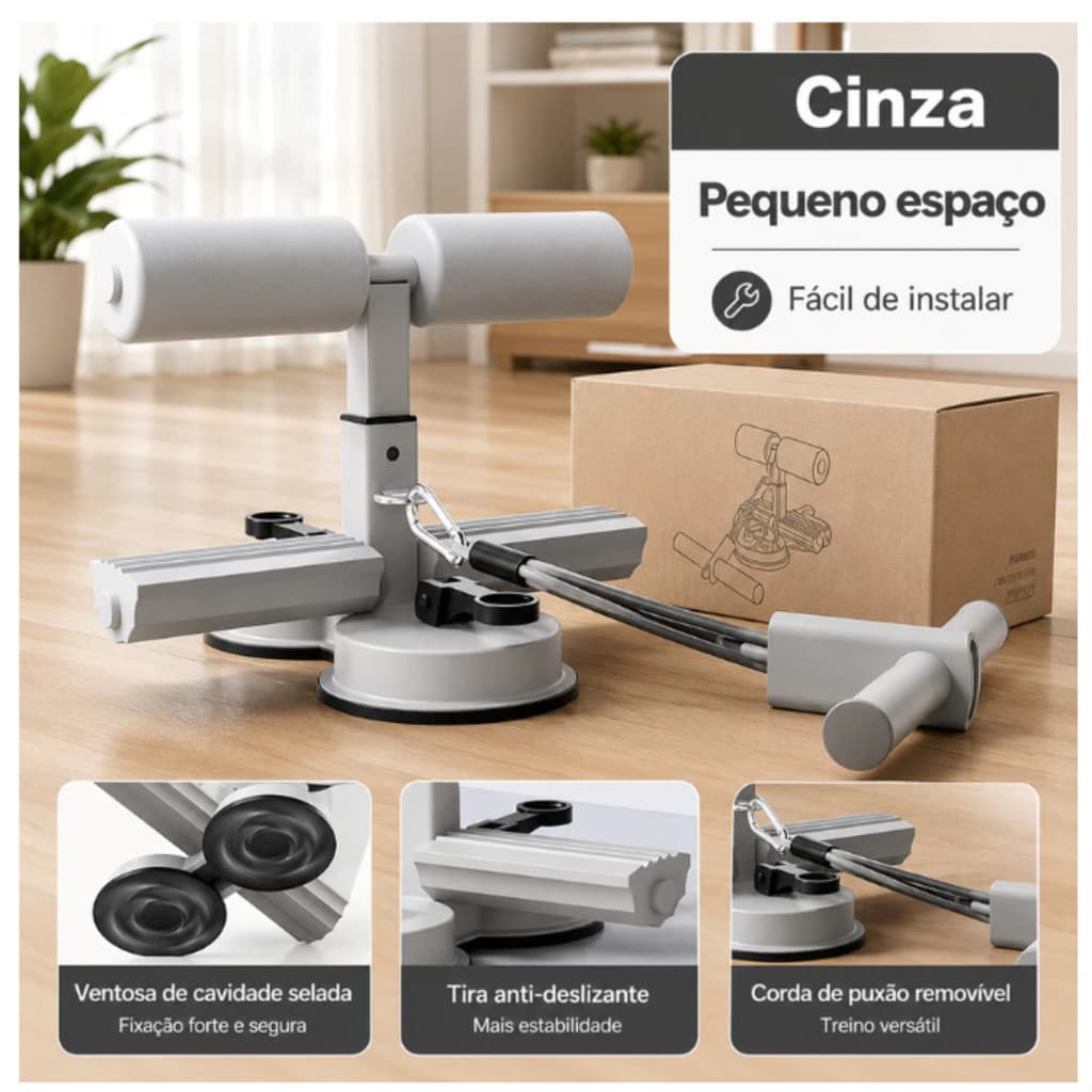 Abdominal Portátil Com Ventosas Fortes 3 Ajustes| Exercício Abdominal Resistente, Treino Casa Academia, Protege Barriga