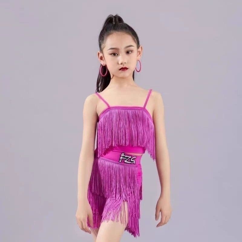 Roupas de dança crianças dança latina Yoyo sem mangas Split Suspender conjunto prática Chacha Lemba 8.18