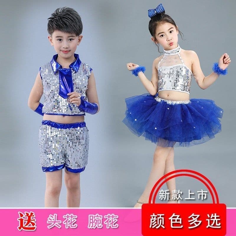 Crianças trajes de dança do jardim de infância meninas princesa inchado gaze saia Jazz dança moderna lantejoulas desempe