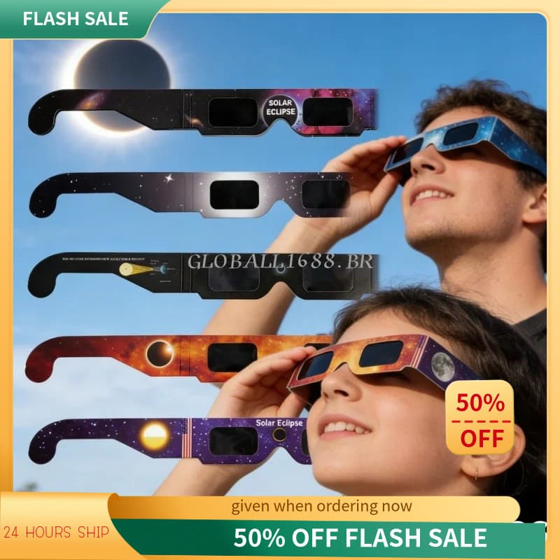 { Estoque Pronto } 5 Pcs Óculos Eclipse Solar Anti-uv Seguro Visualização Direta Do Sol Armações De Papel De Cor Aleatór