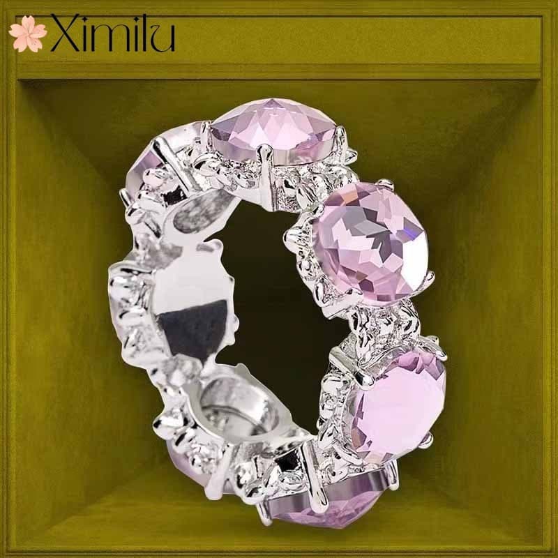 ❤ Criativo High-End requintado nicho Retro doce legal temperamento rosa anel de cristal feminino All-Match jóias