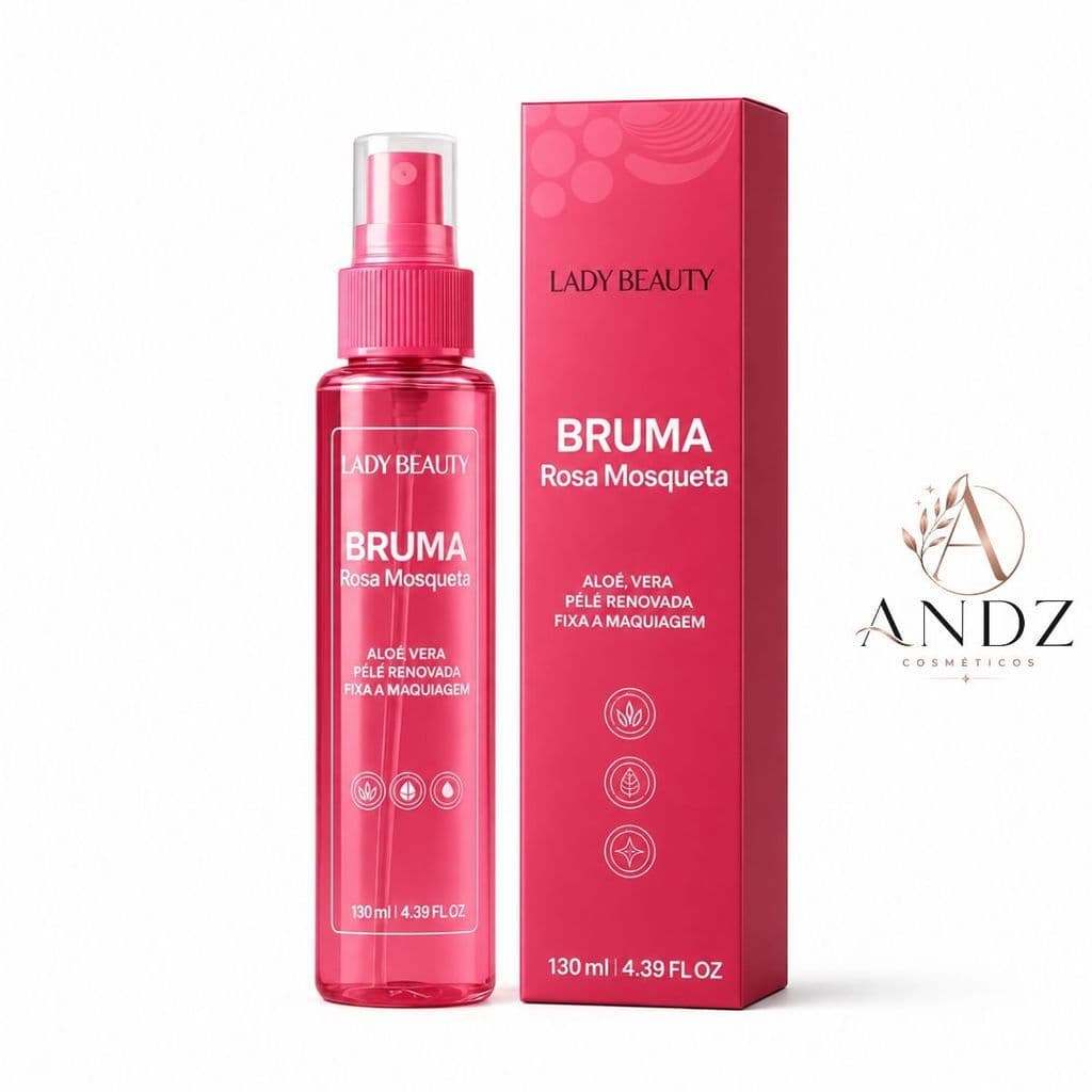 Bruma Rosa Mosqueta Facial Lady Beauty 130ml Fixador Hidratante Glow Maquiagem
