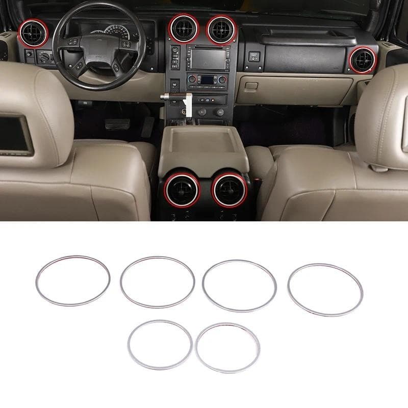 Para Hummer H2 2003-2007 Liga De Alumínio Prata Ar Condicionado Anel Ventilação Decorativo Capa Protetora Acessórios Int