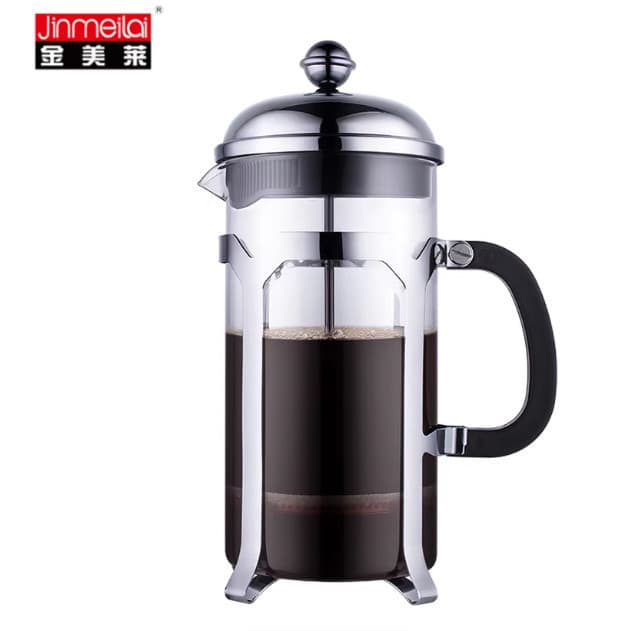 Pote de imprensa francesa de aço inoxidável simples pote de café doméstico francês portátil alto forro de borosilicato A