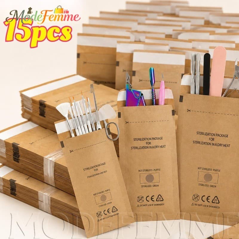 [À Venda] 15 Unidades De Sacos De Papel Kraft Descartáveis-Bolso Para Embalagens De Cosméticos-Suprimentos Manicure-Bols