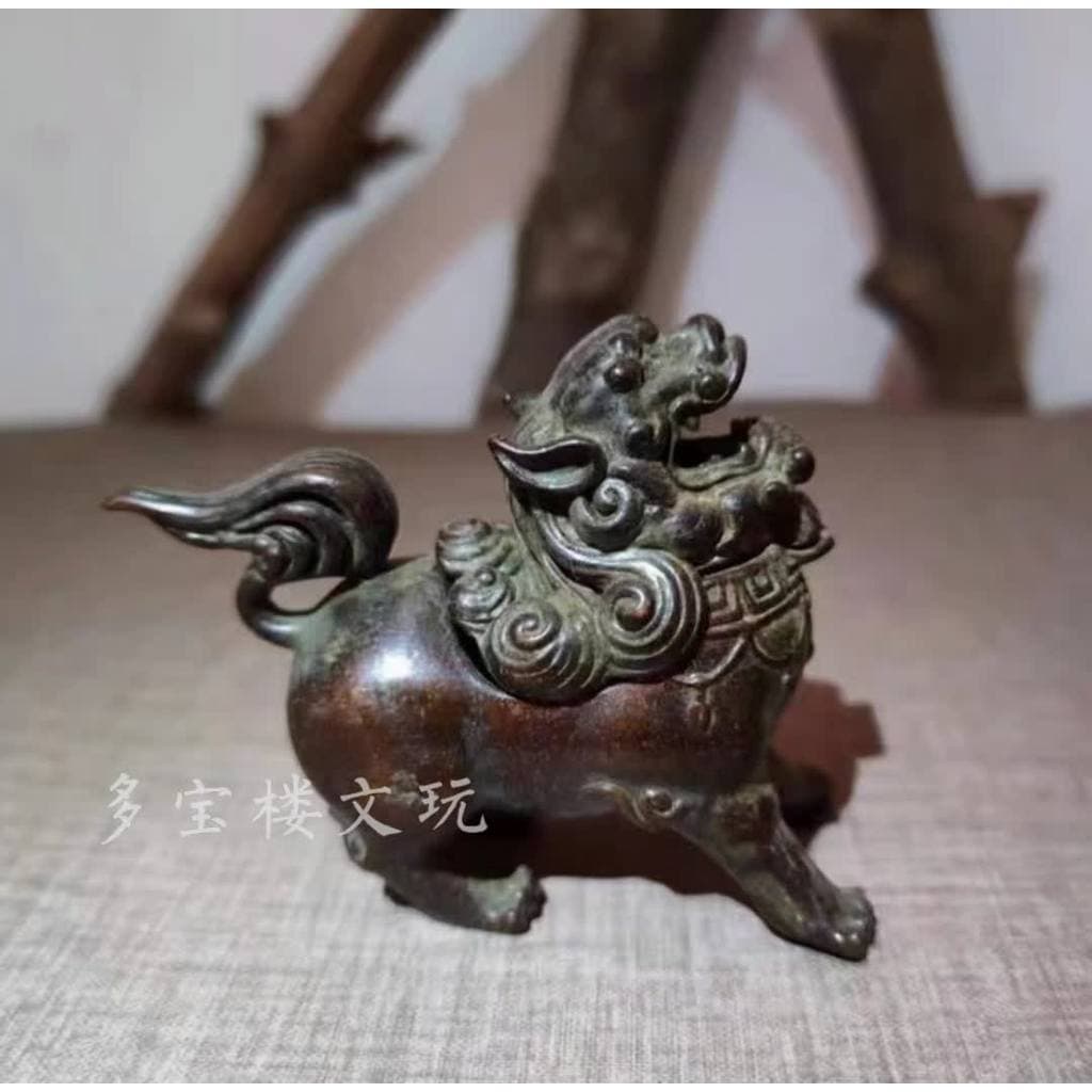 Antigo Retro leão Pixiu queimador de incenso antigo queimador de incenso dinastia Qing cobre casa clássico chá Ceremon