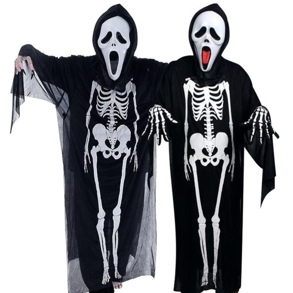 Fantasia de Esqueleto Caveira Halloween Adulto e criança