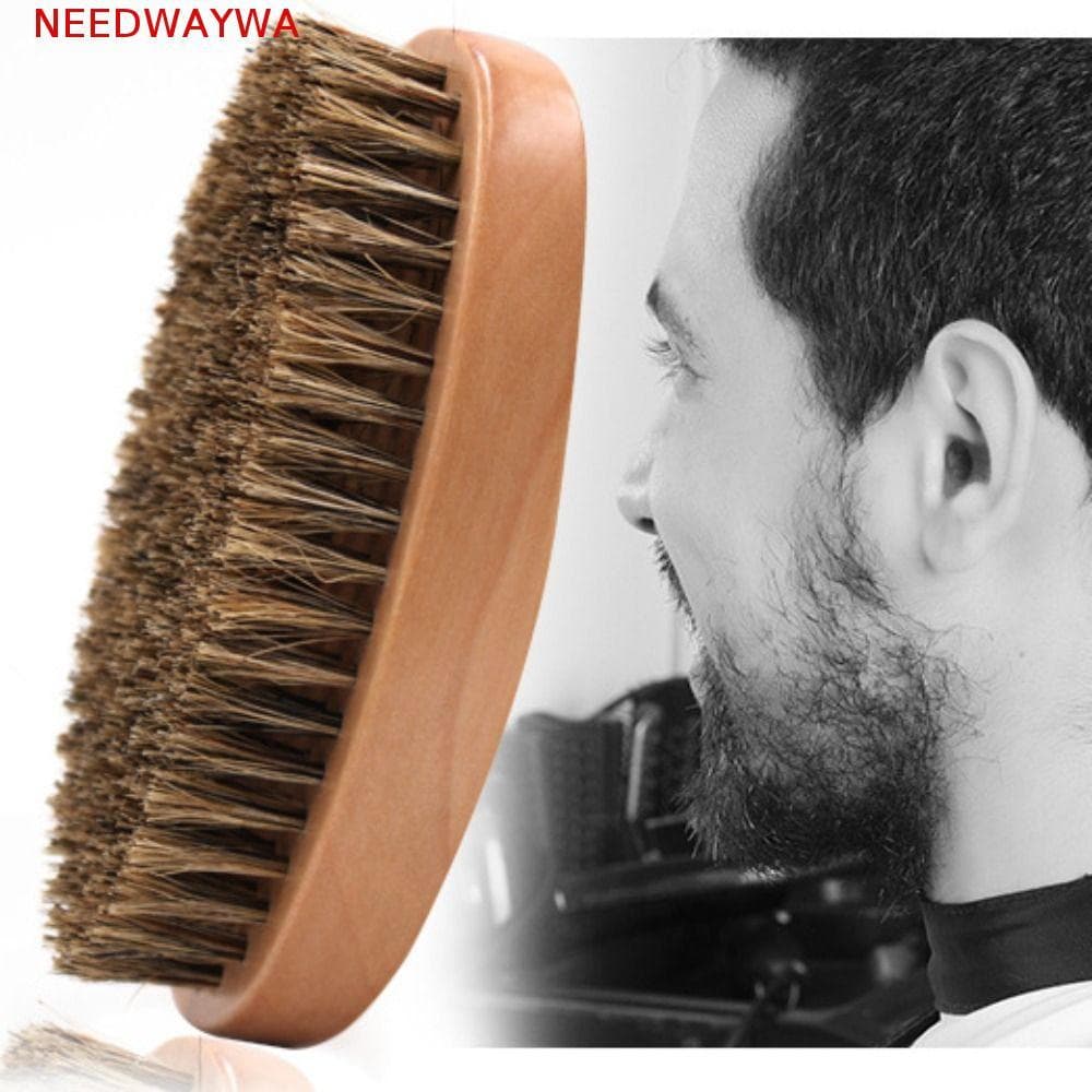 Escova De Barba De Cerdas De Javali NEEDWAYWA , Barbear Masculina Profissional Bigode Macia E Durável