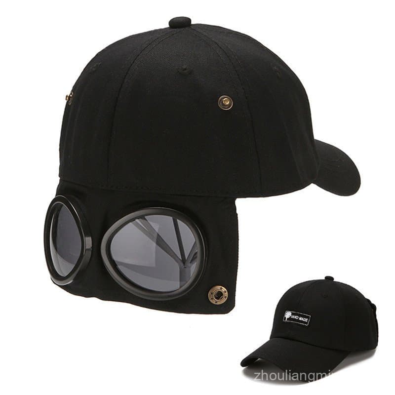 Boné com óculos para homens, boné de beisebol com proteção para os olhos, boné de aba curva de verão para mulheres, chap