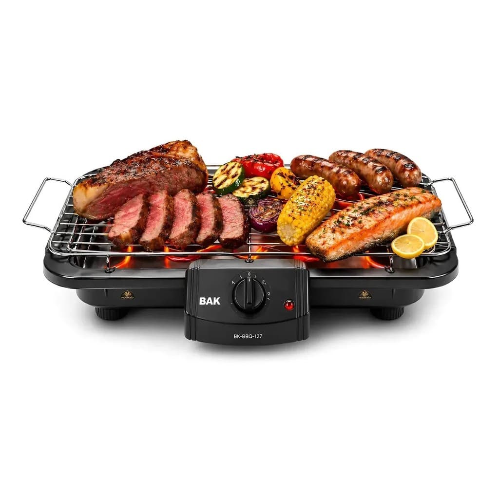 Churrasqueira Elétrica Portátil Inox Desmontável Grill Elétrico Bak Cozinha Apartamento Sem Fumaça Linha Top