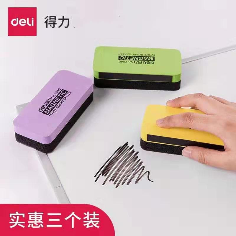 Deli caneta para quadro branco, esponja de borracha para quadro branco com borracha magnética para quadro negro, criança
