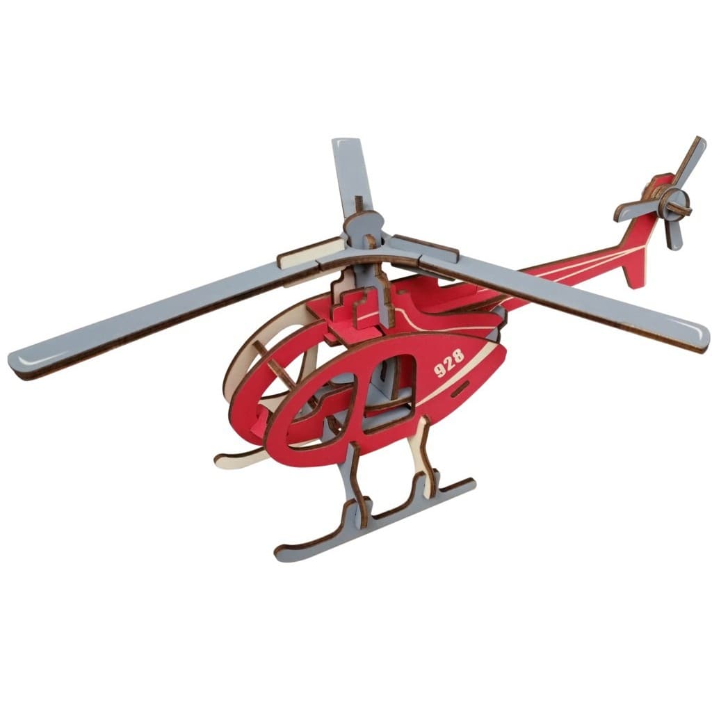 928 Modelo de helicóptero quebra-cabeça tridimensional de madeira montado à mão