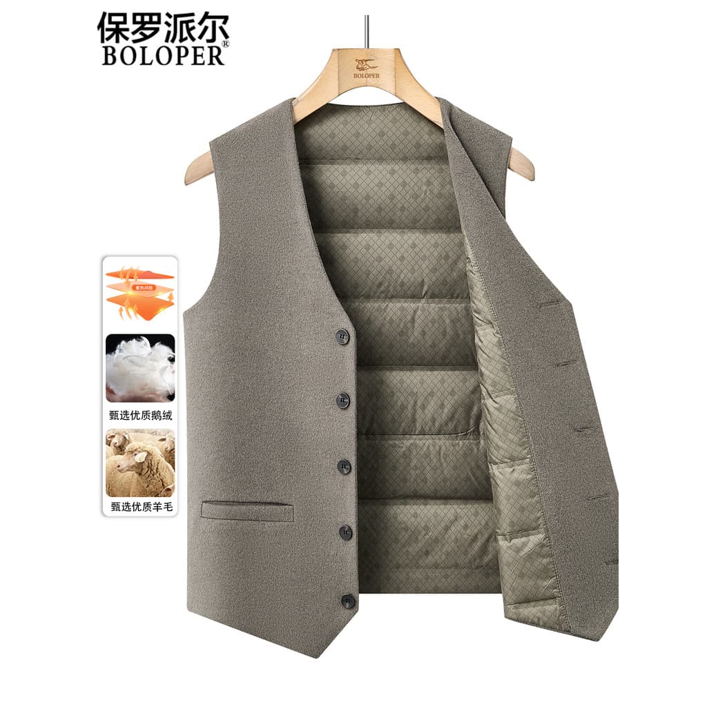 Paul ganso para baixo jaqueta colete masculino de meia-idade idosos lã quente negócios Cardigan colete jaqueta masculina