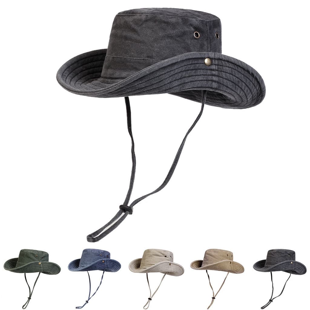 Chapéu de Cowboy ocidental feminino acampamento ao ar livre balde chapéu verão lavado protetor solar chapéu de sol monta