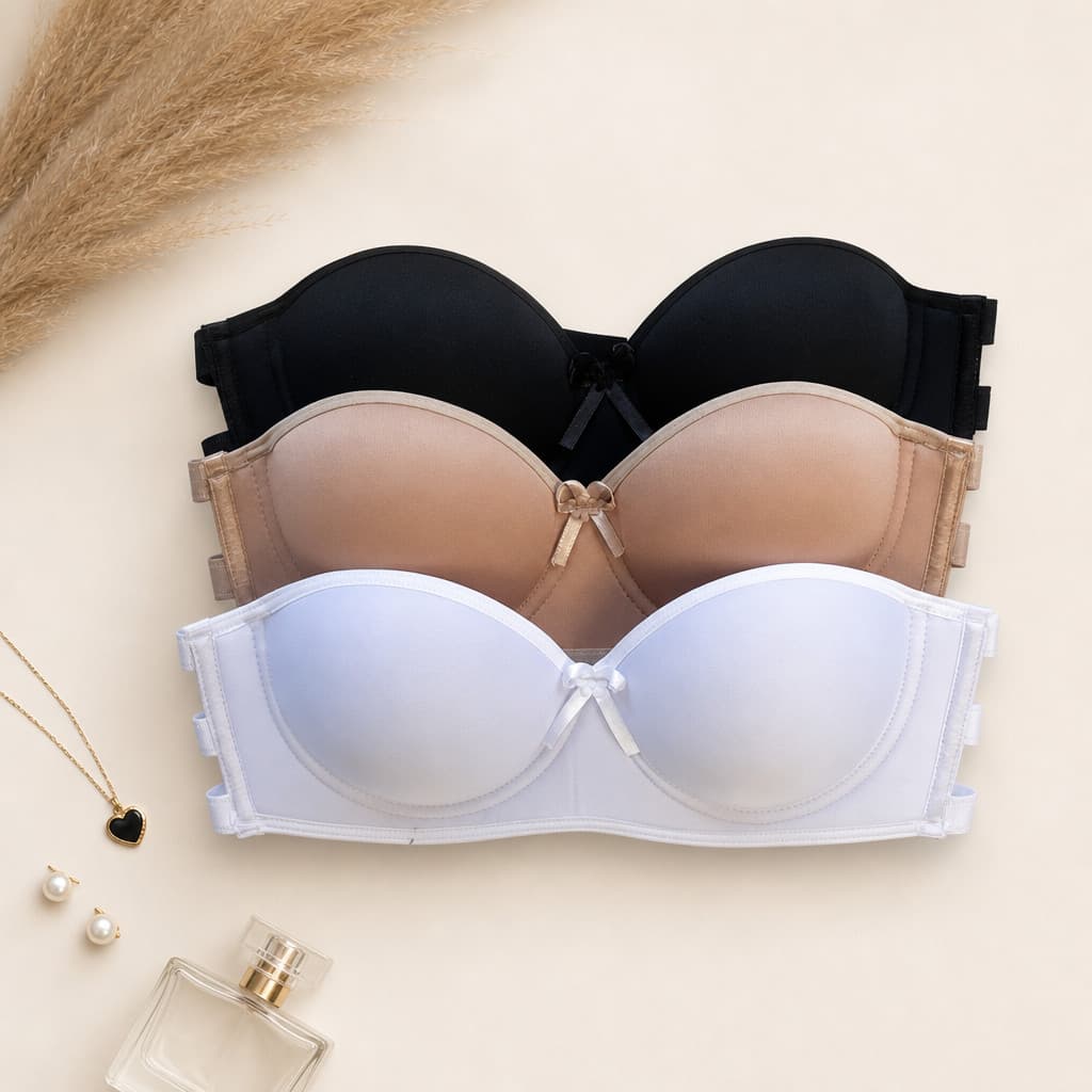 KIT 2 Sutiã Tomara Que Caia com Bojo e Costas com 3 Tiras – Confortável e Elegante