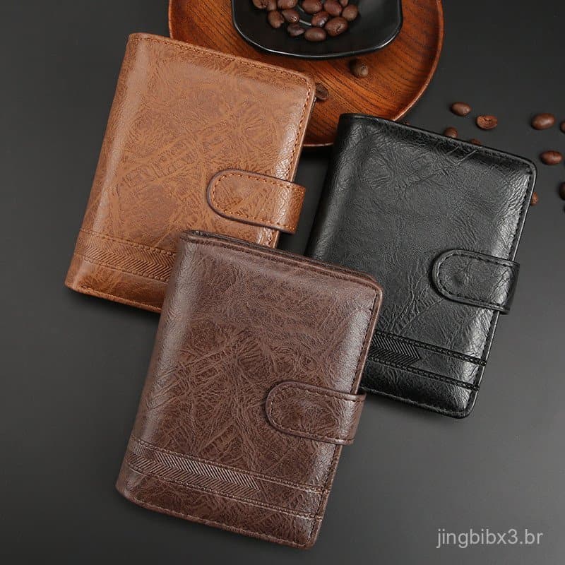 [Promoção] Nova Carteira Masculina Vintage para Negócios com Múltiplos Compartimentos para Cartões, Grande Capacidade, C