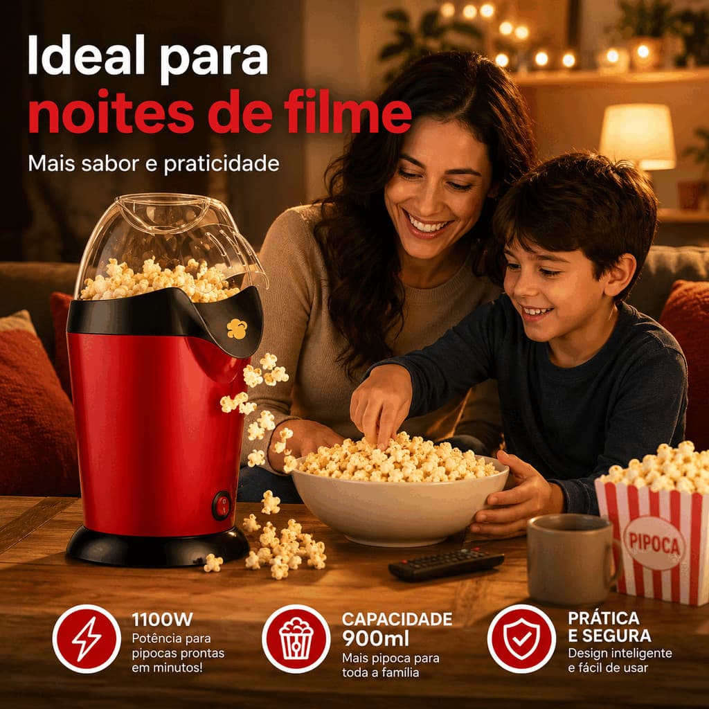 Pipoqueira Elétrica 127V/220V 1100W Máquina de Pipoca MAZ-118A 900ml