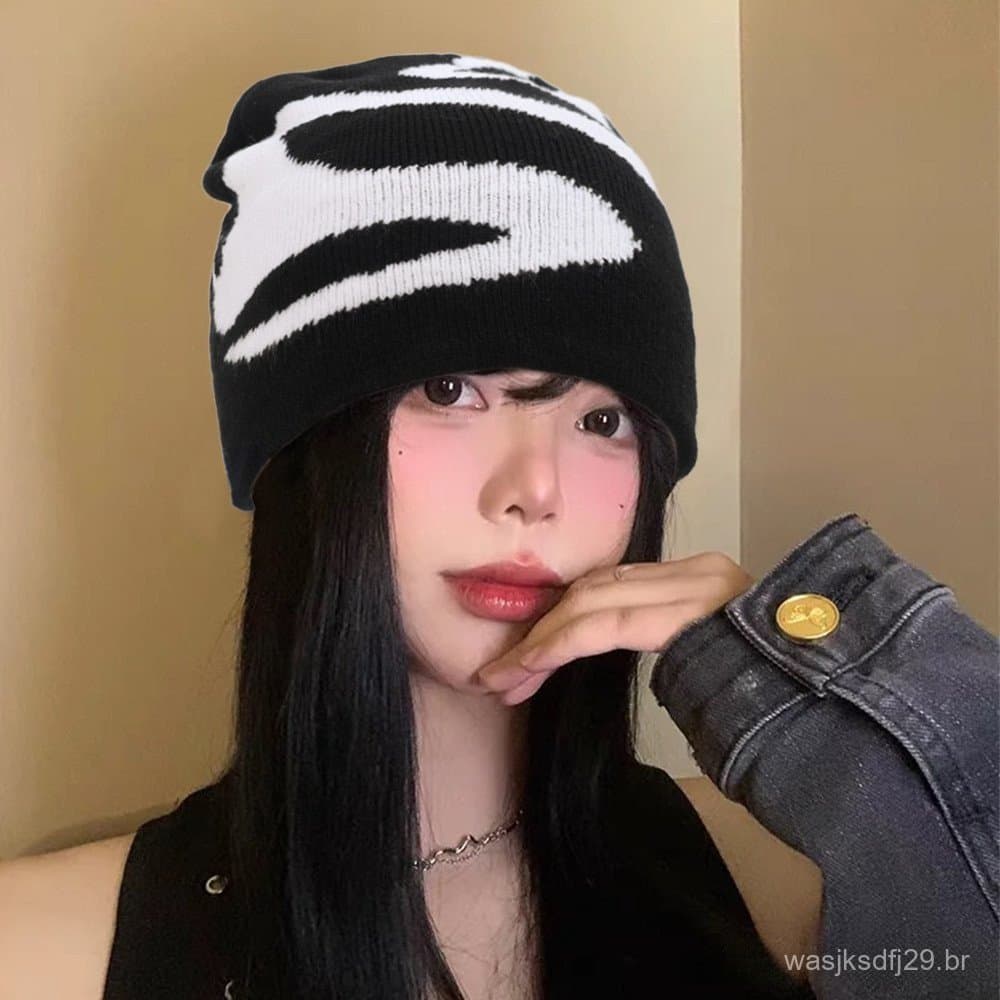 Chapéu De Malha Y2K Coreano-Personalidade , Legal-Gorro De Cabeça De Bolsa-Boné Hip-hop Engraçado Americano-Para Homens