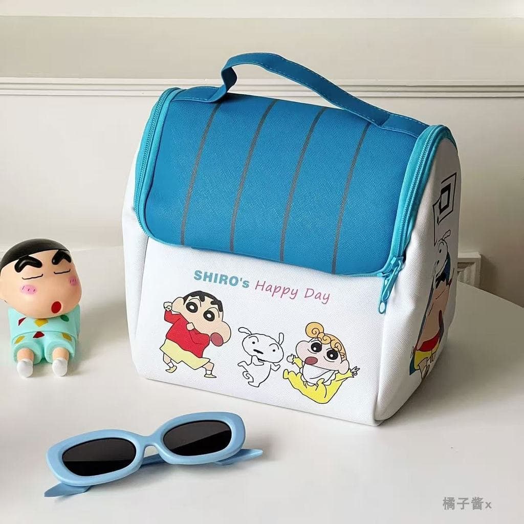 MINISO Snoopy Vida Colorida Série - Bolsa de Maquiagem Portátil Fofa e Compacta 18cm × 6cm × 13cm.
