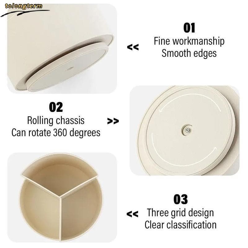 Grande Capacidade 360 ° Suporte Giratório Para Caneta , Mesa Com 3 Grades , Caixa De Armazenamento De Lápis , Organizado