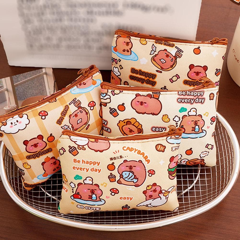 Novo Bonito Dos Desenhos Animados Padrão Capivara Moeda Bolsa Mini Portátil Dinheiro Carteira Armazenamento U6A5