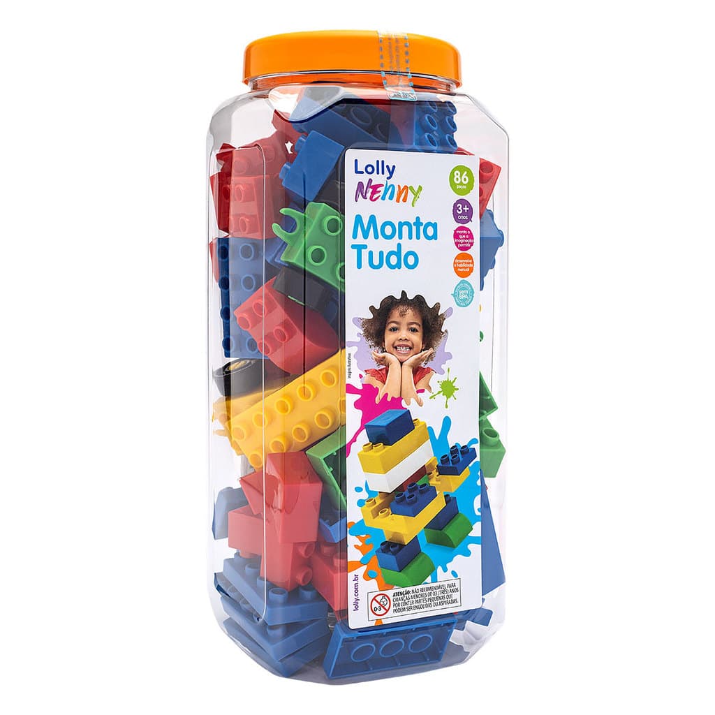Brinquedo Bloco Monta Tudo 86 Peças Lolly Educativo Para Montar Coordenação Motora Menino Menina