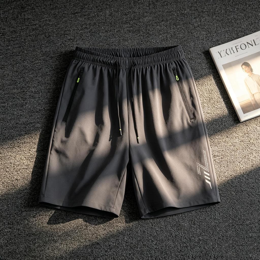 Shorts masculinos de secagem rápida com bolso com zíper, shorts casuais masculinos com padrão geométrico, esportes casua