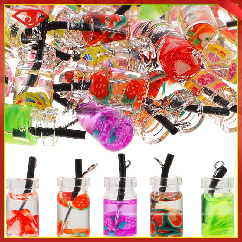 40 Pçs Frutas Sortidas Mini Copo Bonito Encantos Garrafa Para Fazer Jóias Pingentes Yujingyouzhang