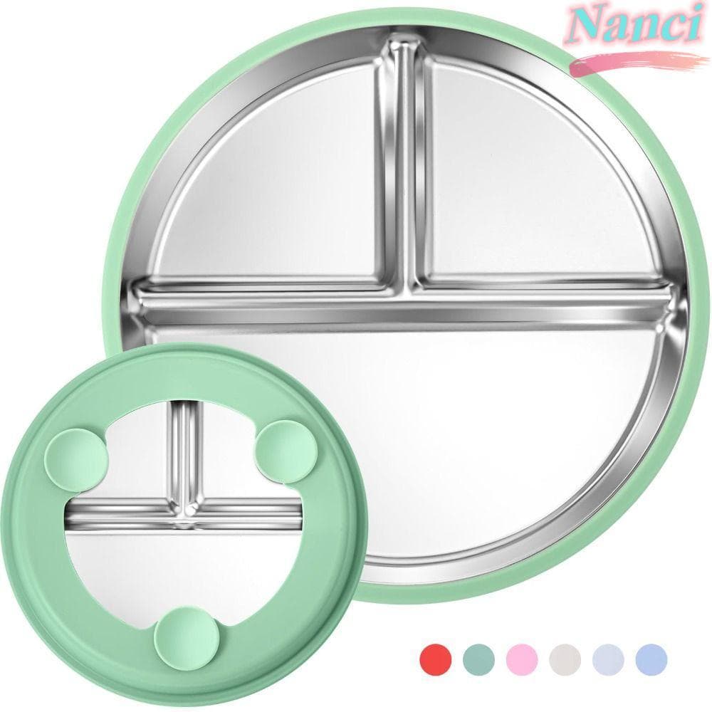 Pratos Divididos Para Bebês NANCI , Mangas De Silicone , Prato Infantil Antiderrapante Com Sucção , Anti-Quebra
