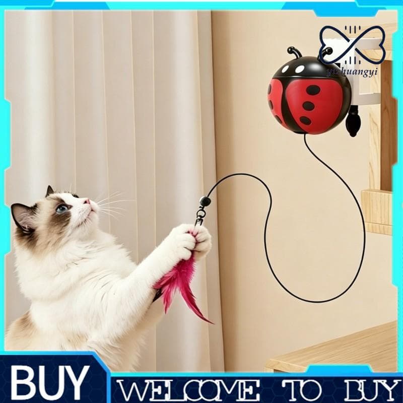 Varinha Interativa Automática Para Gatos Internos , Brinquedo Joaninha Provocação De Gato , Ação De Elevação Aleatória
