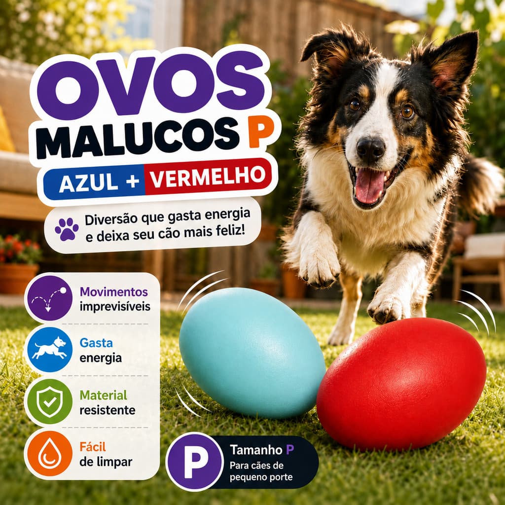 Ovo Interativo Tamanho P Brinquedo Antiestresse para Gatos e Cães de Pequeno Porte