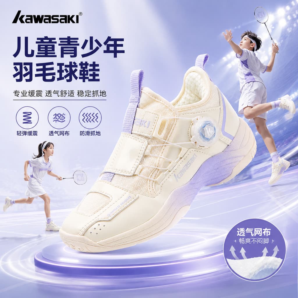 Kawasaki crianças sapatos de Badminton adolescentes das mulheres dos homens grandes crianças respirável profissional abs