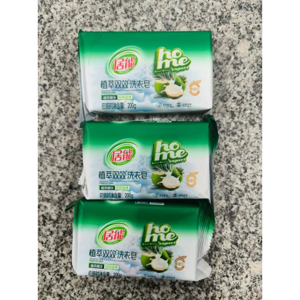 Pacote de 3 peças Juneng Extrato de planta Sabonete de lavanderia de efeito duplo 200g Remover óleo Remover manchas de f