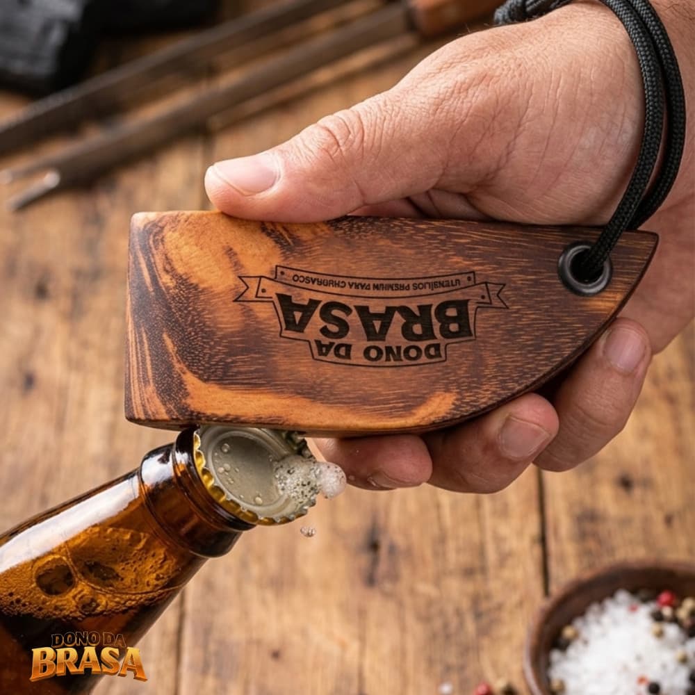 Abridor de Garrafas Wood Pocket - Madeira de Lei Maciça e Design Anatômico
