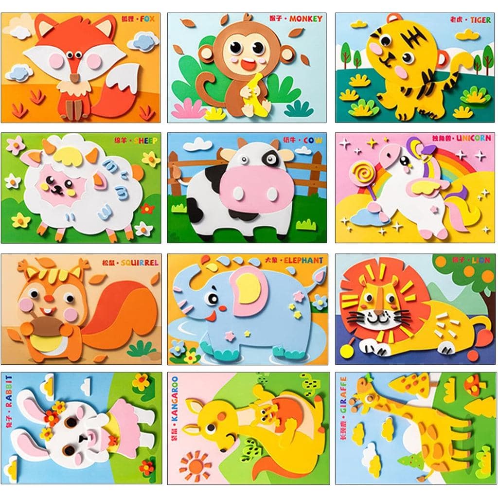 Adesivos De Espuma EVA 3D Para Crianças 12 Peças Pegajosa DIY Artesanato Pré-Escolar Arte Classe Desenho Adesivo Kit De