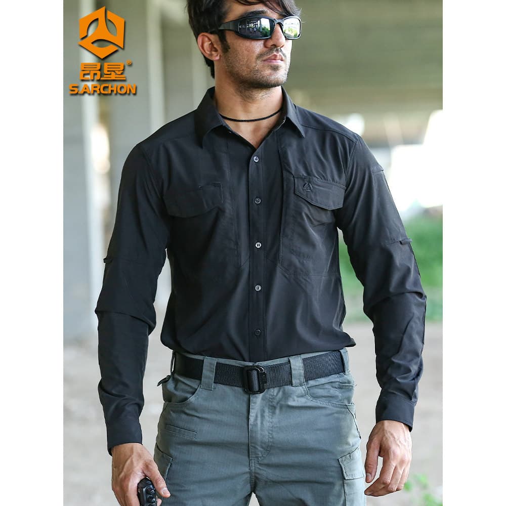 Primavera outono ao ar livre camisa tática de manga comprida masculina Ultra-fina respirável ventilador militar Multi-bo