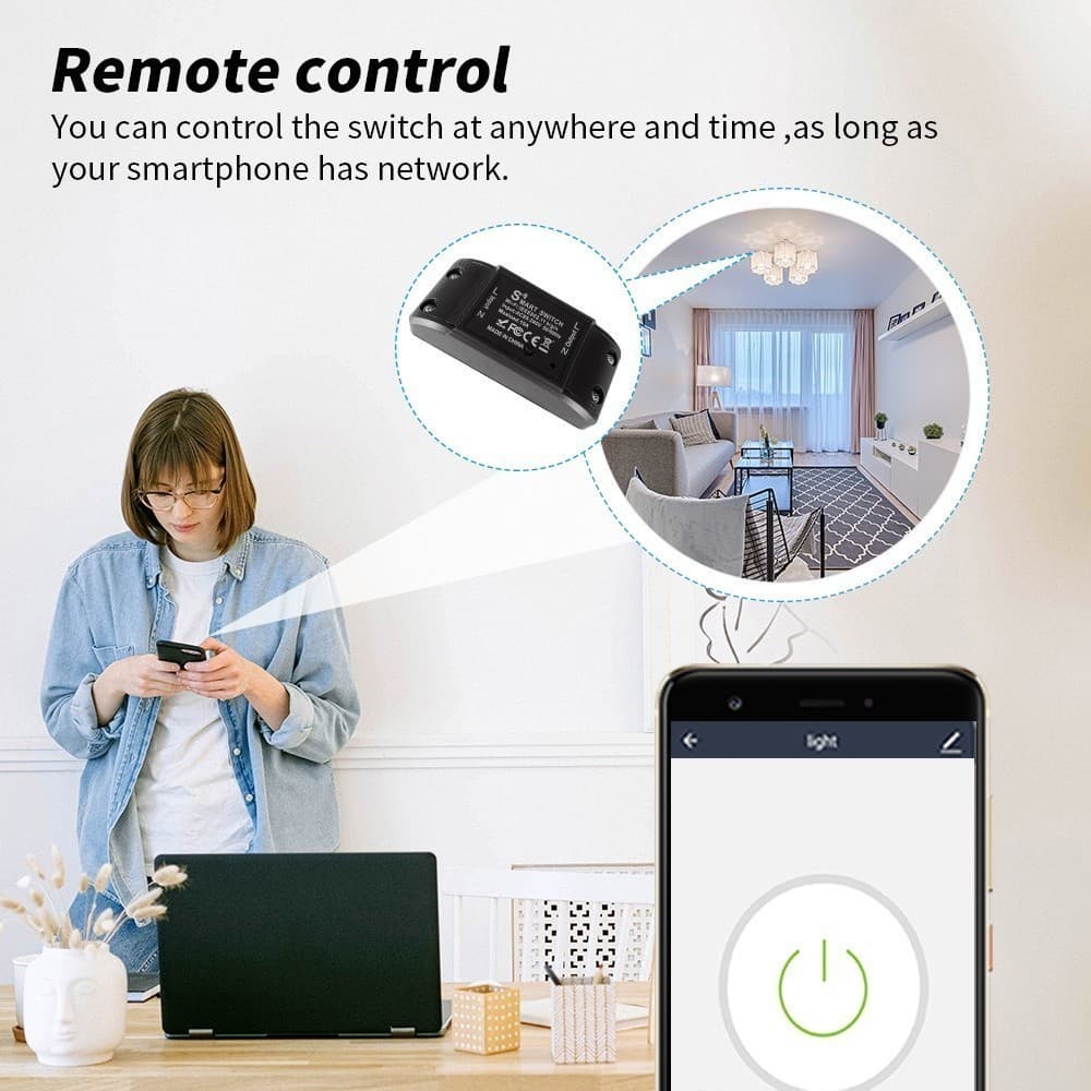 Interruptor Inteligente Wi-Fi RF 2.4G Módulo Tuya Alexa Google Home Bivolt 10A