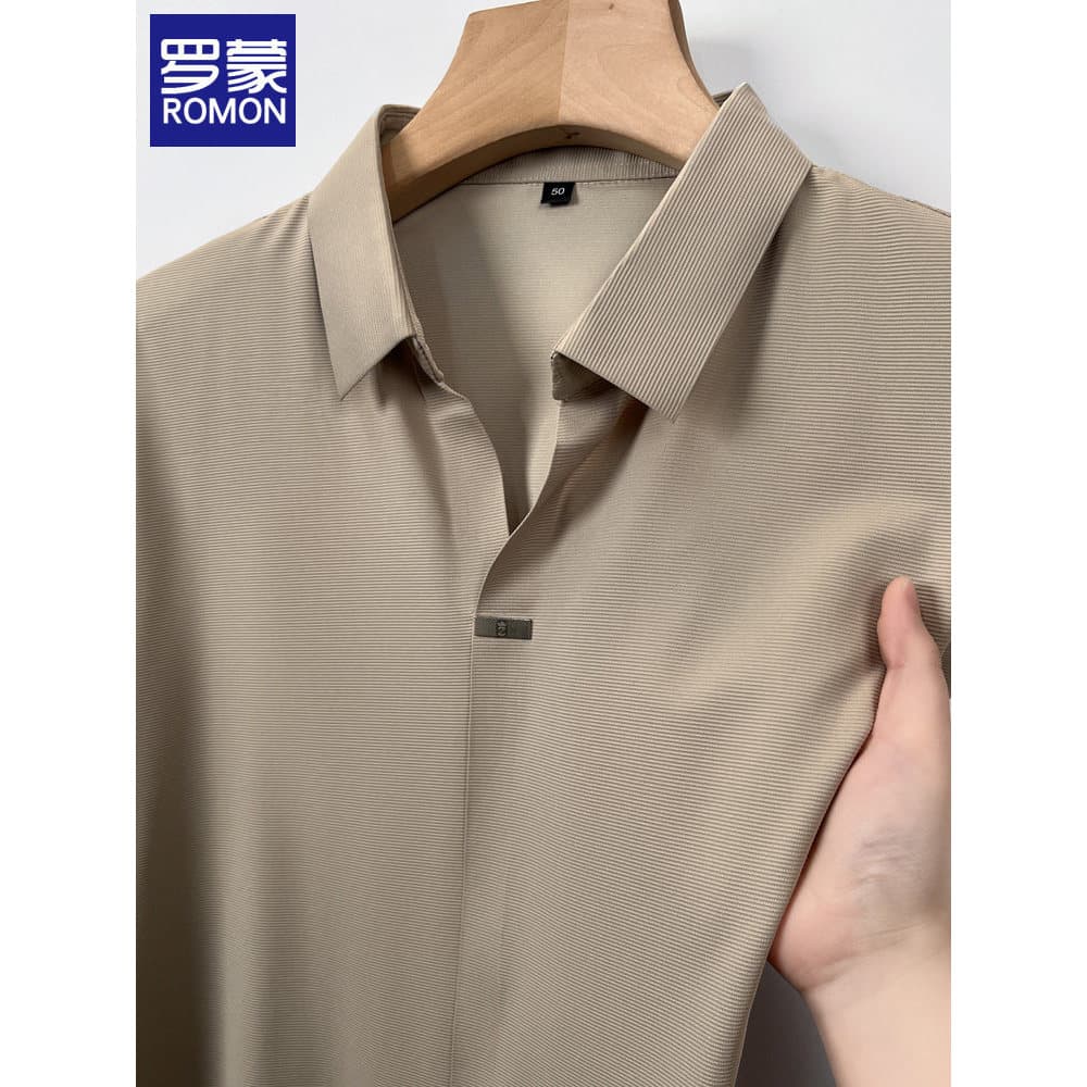 Lomon camisa polo masculina de verão Casual negócios de manga curta camiseta masculina 2026 novo estilo fino de seda gel