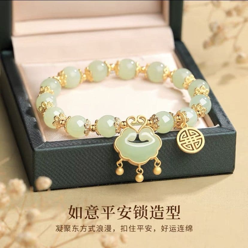 Tik Tok mesmo estilo Ruyi pulseira de bloqueio seguro feminino alto valor frisado presente para mãe luz antiga luxo high