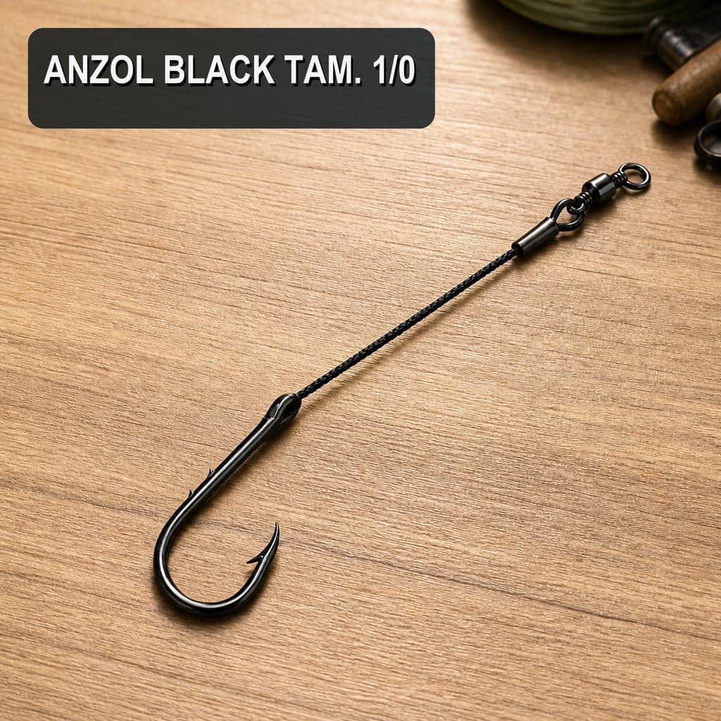 Anzol Black 1/0 Flexível para Pesca Resistente Afiado Pesca de Rio Lago Represa Mar Pescaria Esportiva 10 unidades