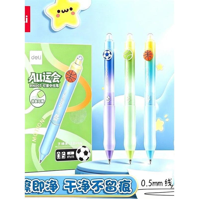 Deli caneta apagável por calor grau 3-5 grau Gel recarga fricção fácil de fricção mágica Push-Up caneta apagável bonito