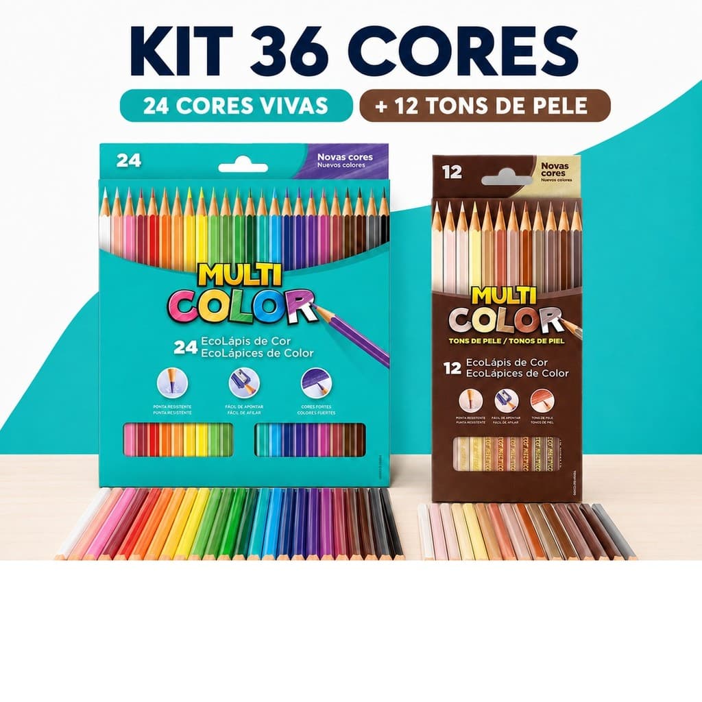 Lapis De Cor 36 Cores Multicolor Faber Castell 24 Cores Vivas Com 12 Cores Tons De Pele