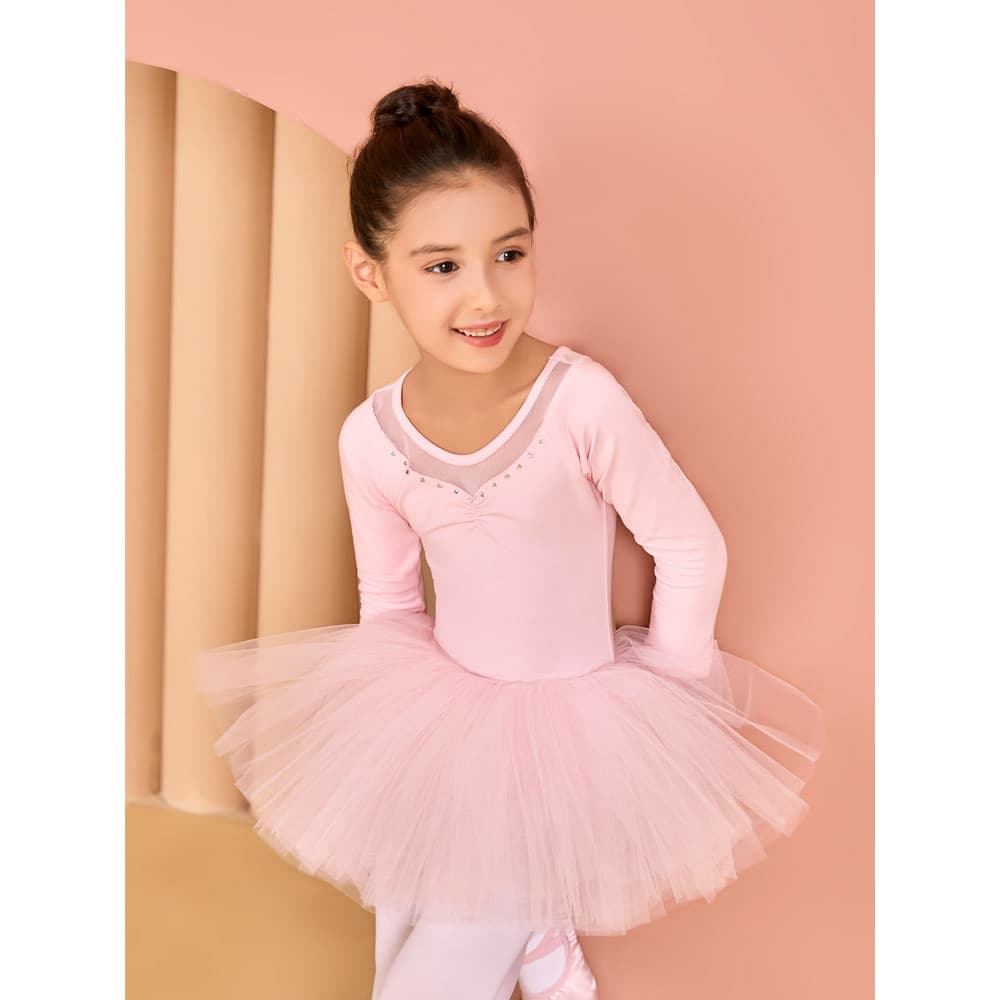Cecoli meninas roupas de dança de manga comprida puro algodão roupas de prática crianças perfuração quente saia de balé