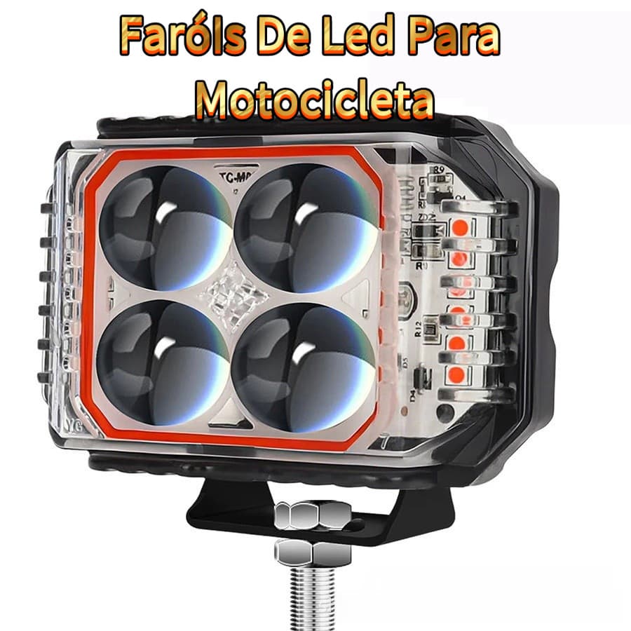 Farol LED Para Motocicleta, Luz Distante E PróXima, Holofote Modificado Para VeíCulo EléTrico Externo Integrado
